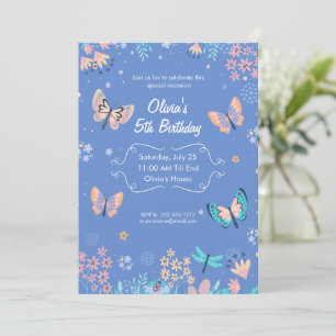 Blue And Pink Butterfly Birthday, Pastel Butterfly Invitation