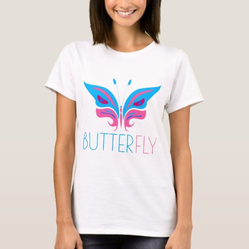 Blue And Pink Butterfly elegant T_Shirt