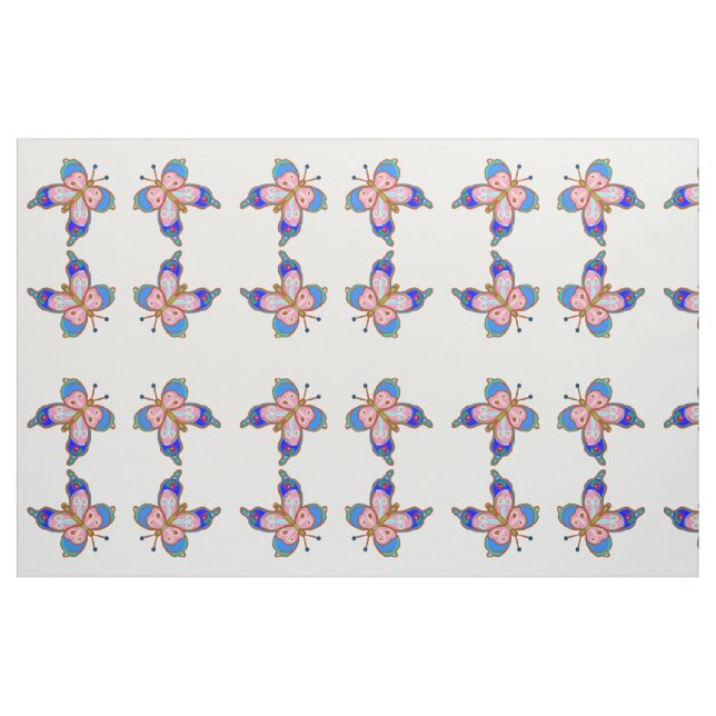 Blue and Pink butterfly Fabric (Fat Quarter)