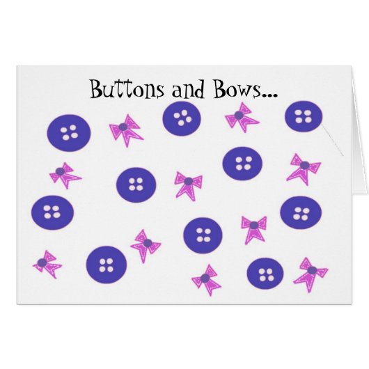 Blue and Pink Buttons and Bows Cards (Front Horizontal)
