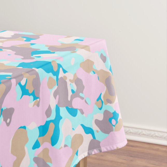 Blue and Pink Camouflage  Tablecloth (In Situ)