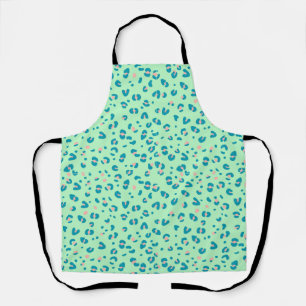 blue and pink cheetah leopard print apron