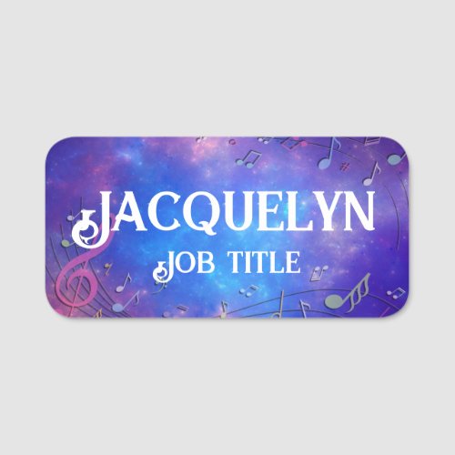 Blue and Pink Clef and Musical Notes Name Tag