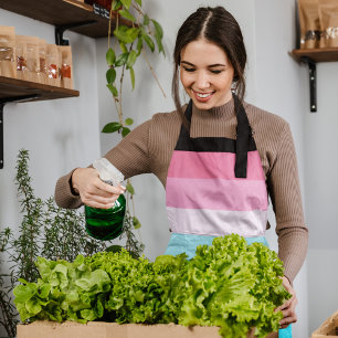 Blue and Pink Color Shades Stripes Apron
