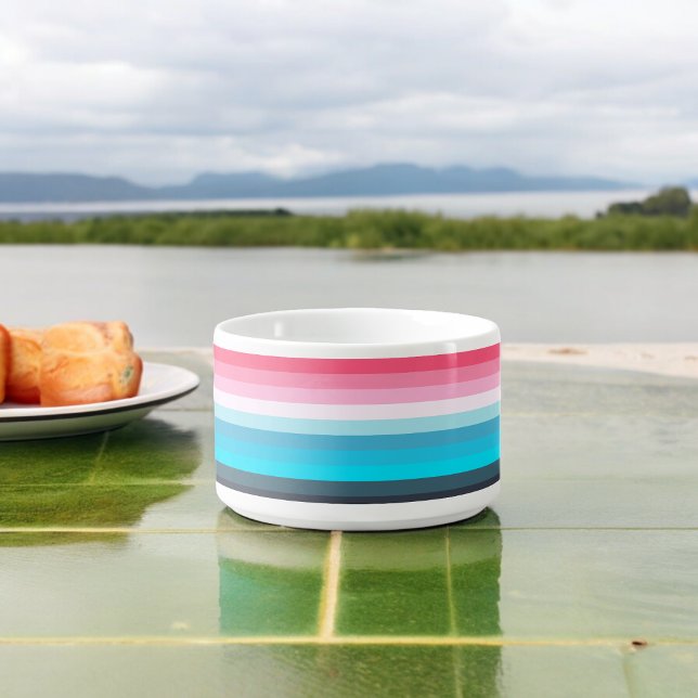 Blue and Pink Color Shades Stripes Bowl (Chili Bowl)