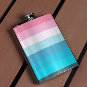 Blue and Pink Color Shades Stripes Flask