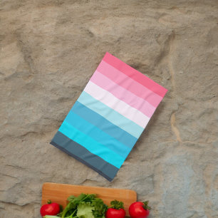 Blue and Pink Color Shades Stripes Kitchen Towel