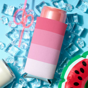 Blue and Pink Color Shades Stripes Seltzer Can Cooler
