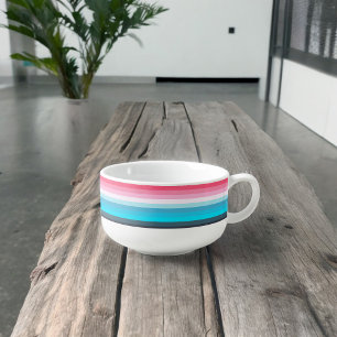 Blue and Pink Color Shades Stripes Soup Mug