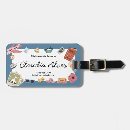 Blue and Pink Colorful Playful Travel  Luggage Tag