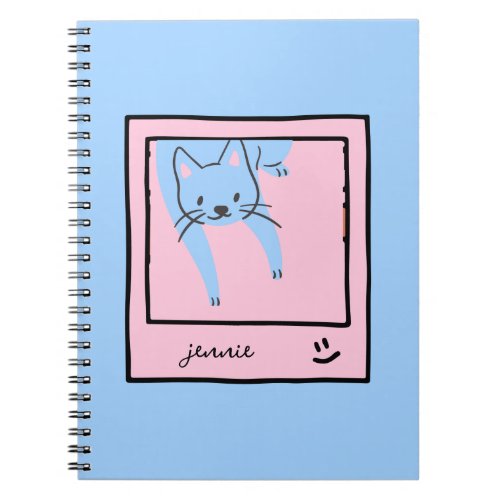 Blue and Pink Colors of Cute Cat Notebook
