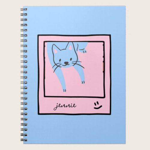 Blue and Pink Colors of Cute Cat Notebook Blue and Pink Colors of Cute Cat Notebook