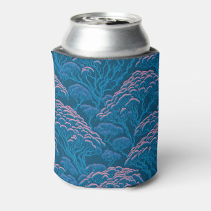 Blue And Pink Coral Reef Pattern Can Cooler