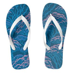 Blue And Pink Coral Reef Pattern Flip Flops