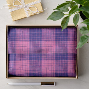 Blue and Pink Crosshatch Checkered Design Tissue Paper