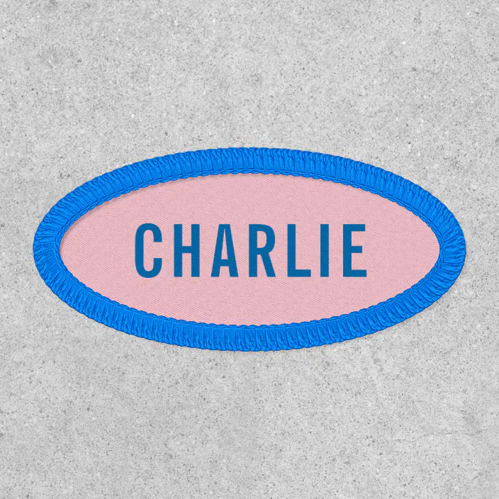 Personalised sew on baby pink and baby blue name patches 
