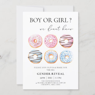 Blue and Pink Donuts Gender Reveal Party Invitation
