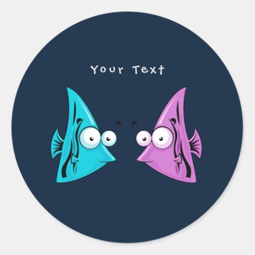 Blue and Pink Fish Halloween Classic Round Sticker
