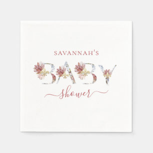 Blue and Pink Floral Baby Shower Napkins