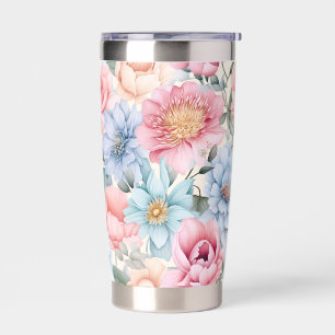 Blue and Pink Floral Insulated Tumbler