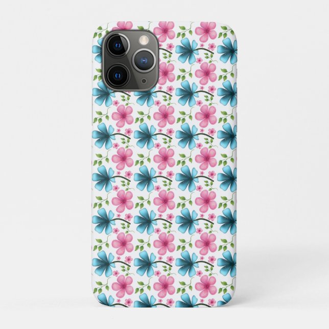 Blue and pink floral pattern  Case-Mate iPhone case (Back)
