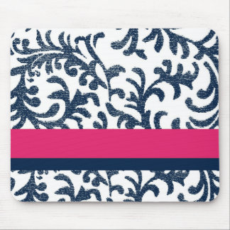 Blue and Pink Floral Pattern Mouse Pad