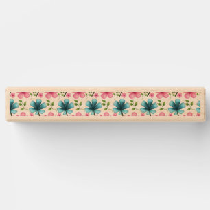 Blue and pink floral pattern topple tower