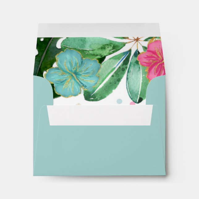 Blue and Pink Floral Watercolor Baby Shower   Envelope (Back (Bottom))