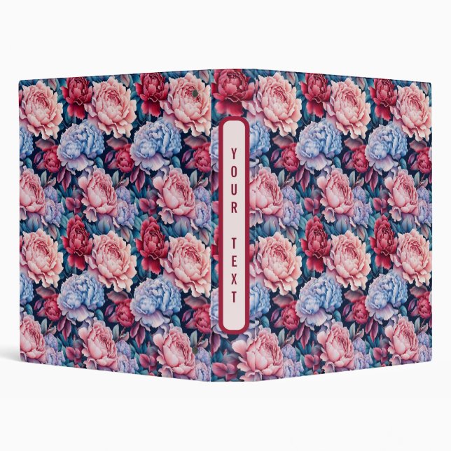 Blue and Pink Flowers 3 Ring Binder (Background)