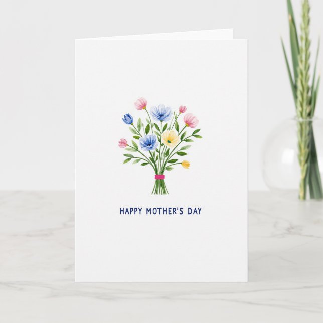 Blue And Pink Flowers Card (Front)