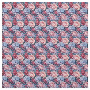 Blue and Pink Flowers Fabric