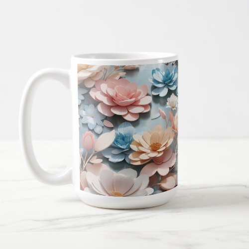 blue and pink flowers for mom day  coffee mug