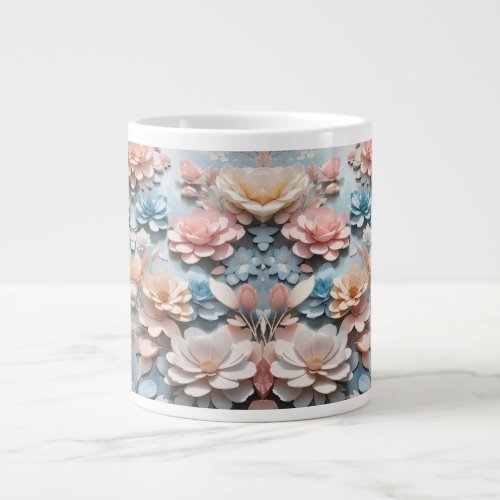blue and pink flowers for mom day  giant coffee mug