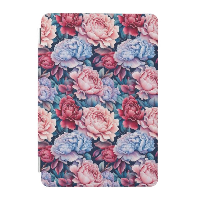 Blue and Pink Flowers iPad Mini Cover (Front)