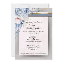 Blue and Pink Flowers on Pink & Gray Wedding