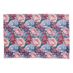 Blue and Pink Flowers Pillow Case