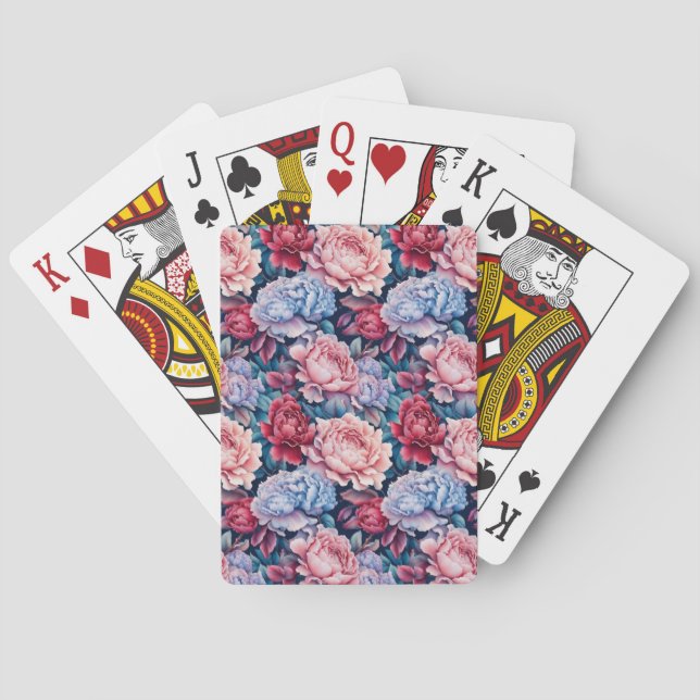 Blue and Pink Flowers Poker Cards (Back)