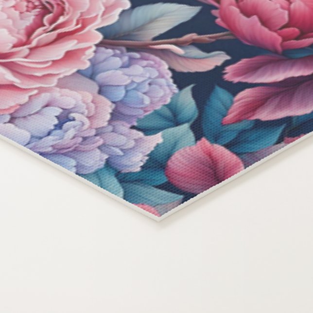 Blue and Pink Flowers Yoga Mat (Detail)