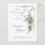 Blue And Pink Forget Me Nots Announcement Postcard at Zazzle