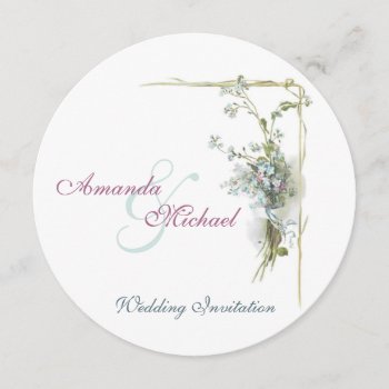 Blue And Pink Forget-me-nots Wedding Invitation by Past_Impressions at Zazzle