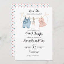 Blue and Pink Gender Reveal Invitation