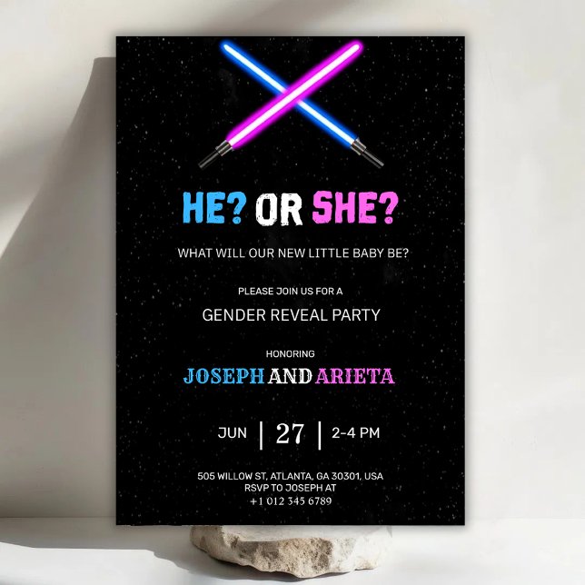 blue and pink gender reveal party invitation (Creator Uploaded)