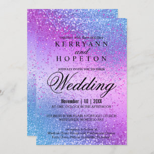 Blue and Pink Glitter Invitation