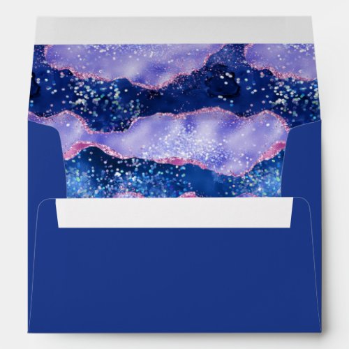 Blue and Pink Glitter Ocean Agate Envelope