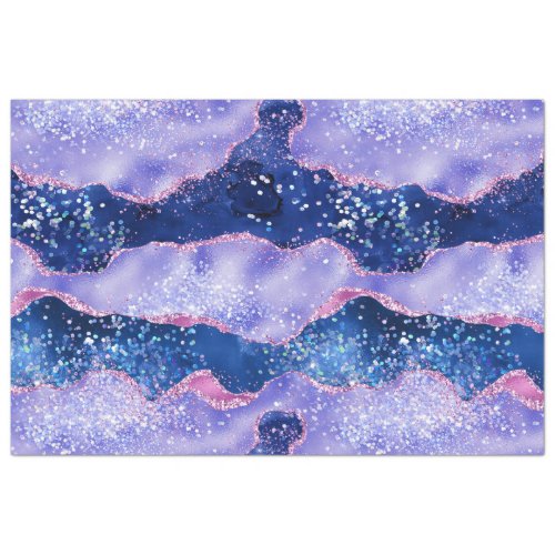 Blue and Pink Glitter Ocean Agate Tissue Paper