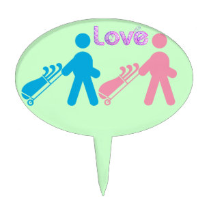 Blue and pink golfers. cake topper