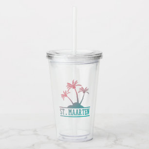 Blue and Pink Gradient St Maarten Sint Martin Acrylic Tumbler