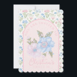 Blue and Pink Grandmillennial Floral Sweet 16 Invitation<br><div class="desc">These sweet invitations feature pink and blue flowers on a pink arched background with a place to personalize with a name. All event details are located on the back of the invitation.</div>