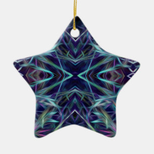 Blue and Pink Graphic Abstract Ceramic Ornament