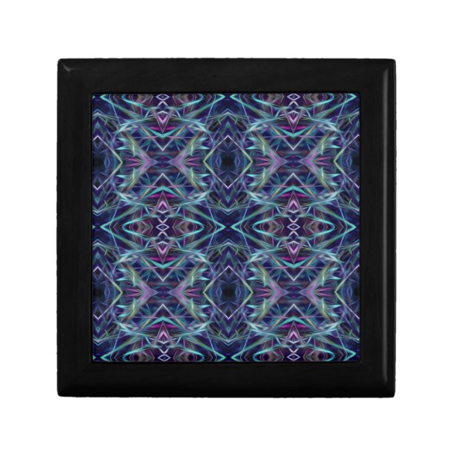 Blue and Pink Graphic Abstract Jewelry Box (Front)